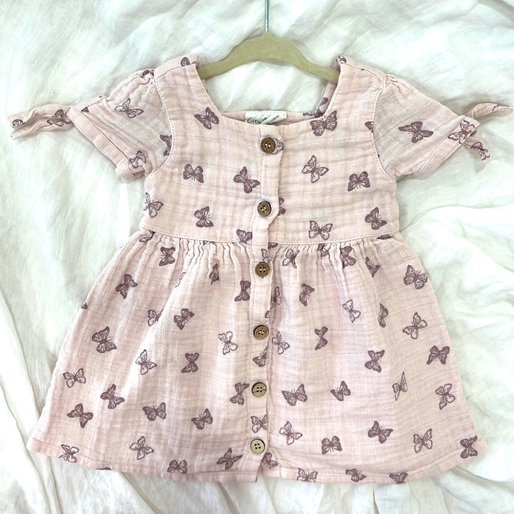 City Mouse|BabyGirl 18-24 month Organic Cotton|Button Down Dress